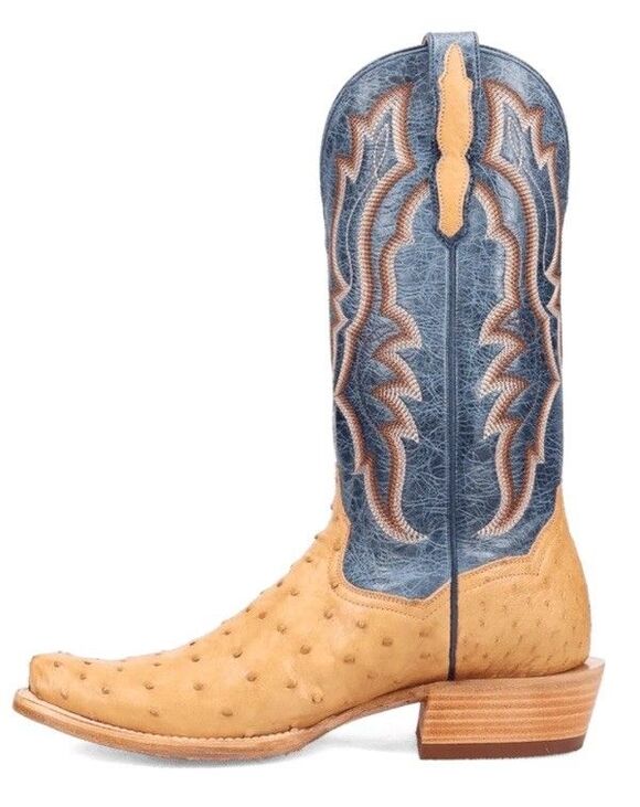 Dan Post Brady Western Boots 10 1/2 D Mens Full Quill Ostrich Square Toe Leather